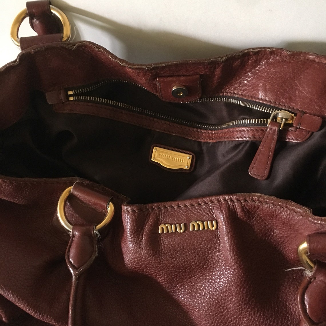 Miu Miu bolso de cartera de cuero grande vintage Etsy