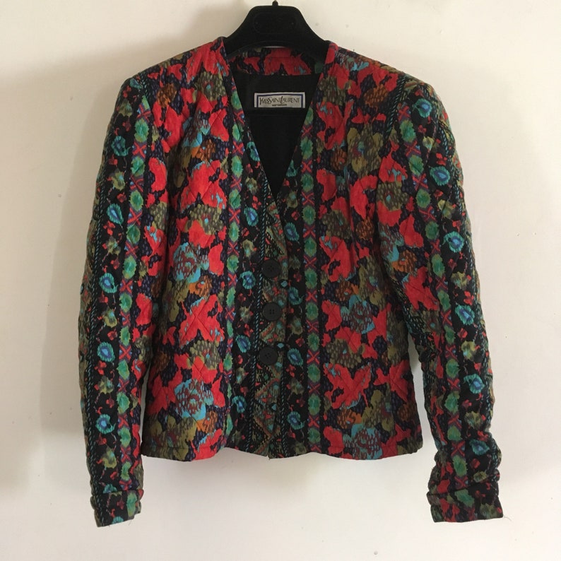 Yves Saint Laurent Quilted Floral Jacket YSL Vintage - Etsy