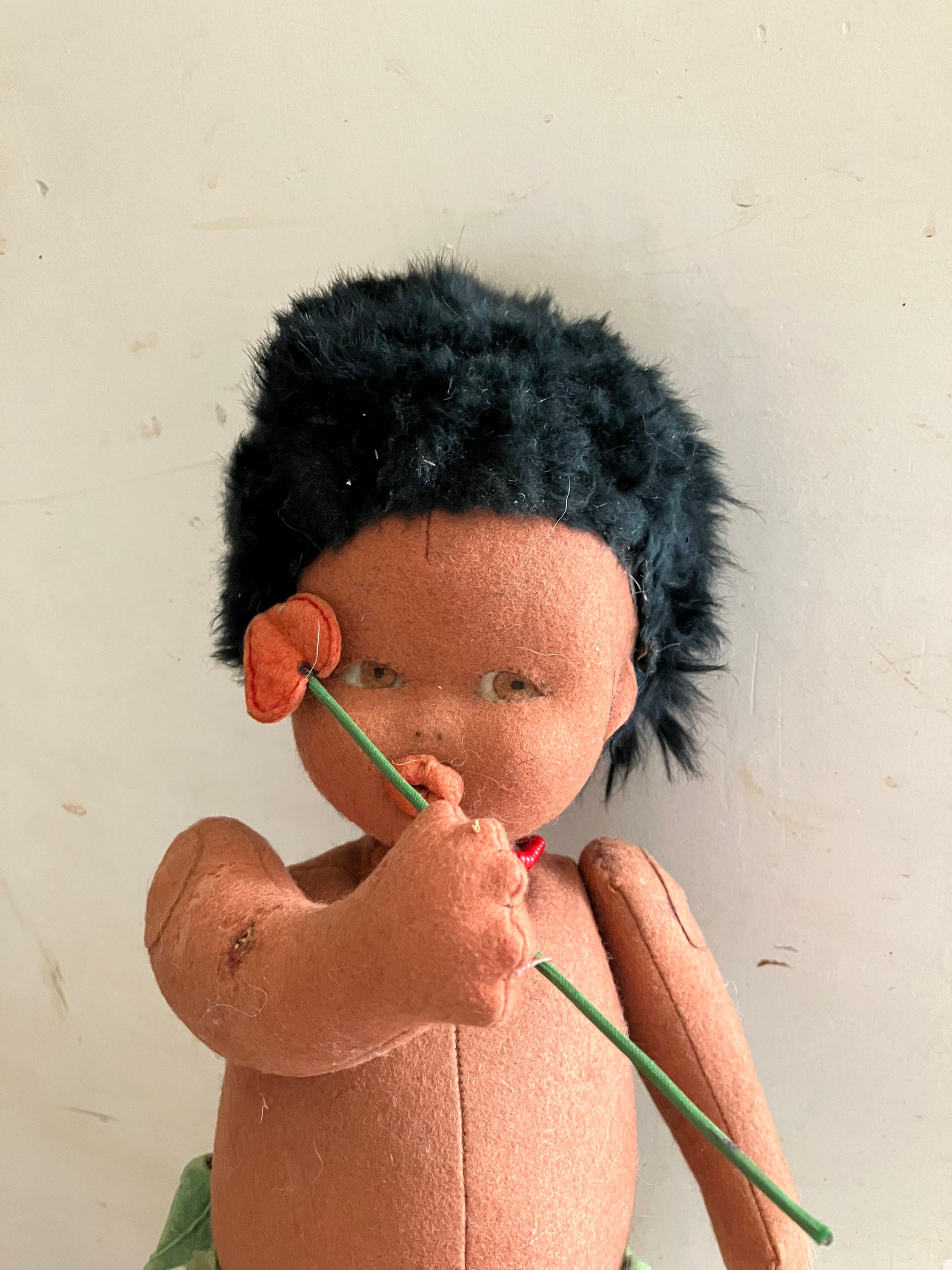 Louis Vuitton Rare Antique 1950s Felt Zulu Felt and Straw Doll 