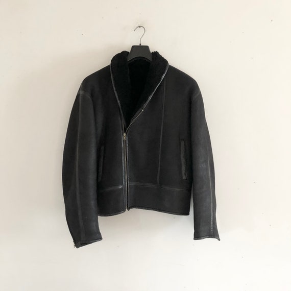 KENZO shearling leather black zip Jacket