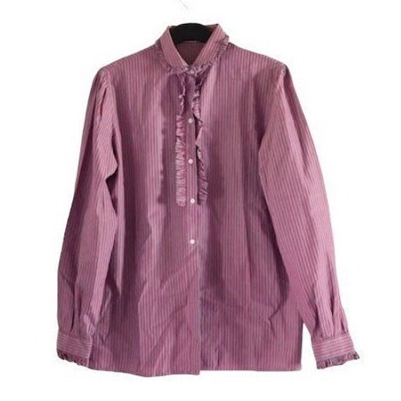 Alain Figaret vintage striped puff shoulders acotton blouse shirt ...