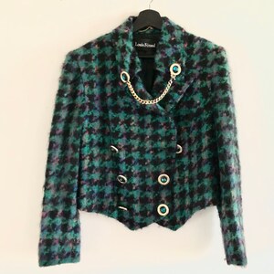 LOUIS FERAUD vintage mohair tartan blazer French designer Luxe image 2