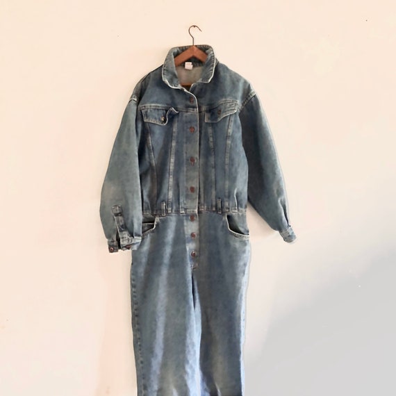 vintage 80s denim jumpsuit coveralls 80s