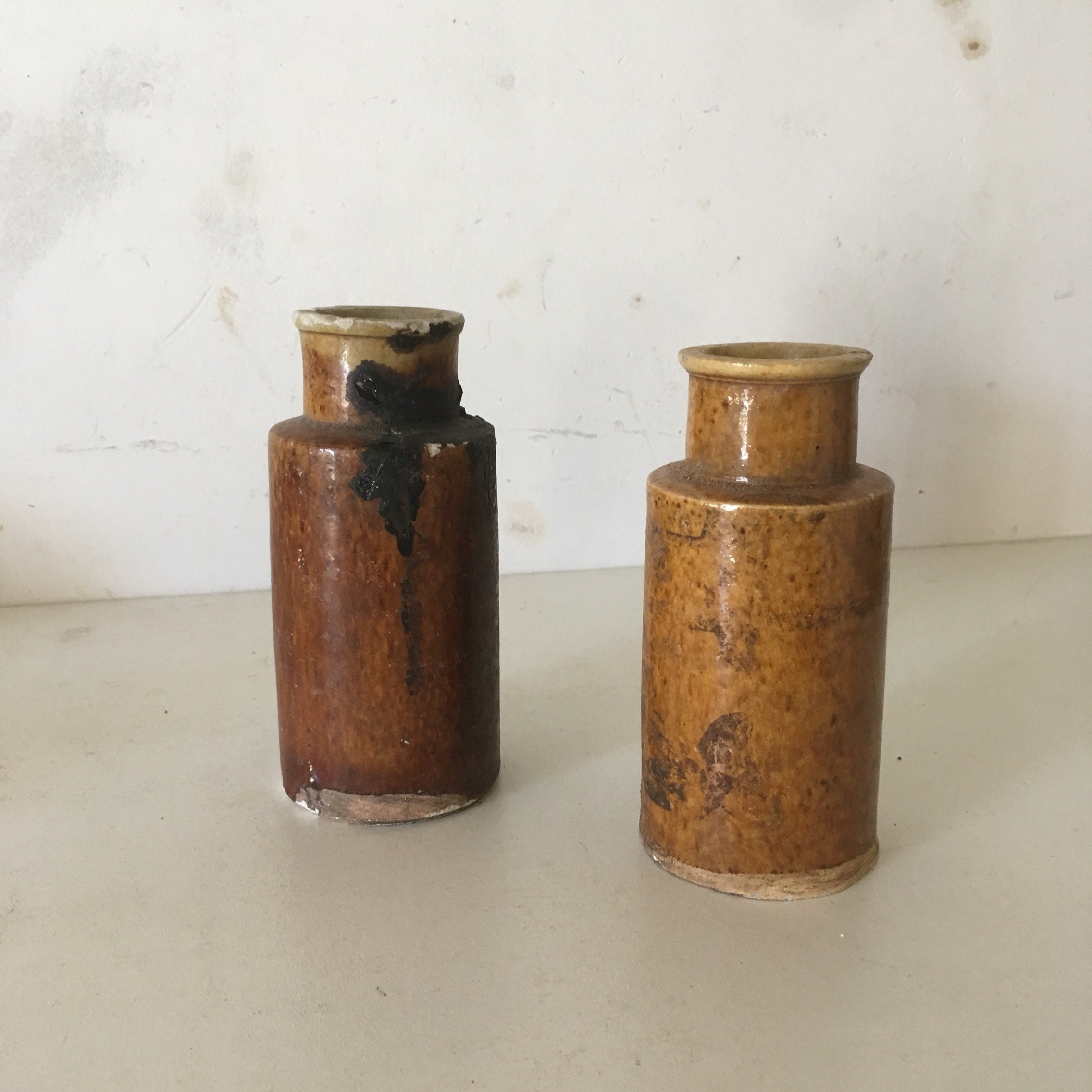 Vieux Apothicaire Chinois de Médecine Vitrée Pots Poterie Vases