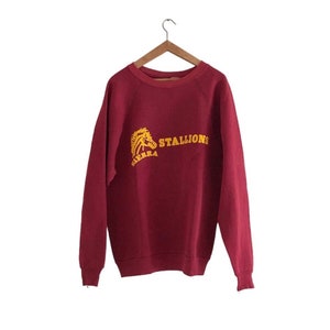 Vintage Sierra Stallions varsity raglan burgundy sweatshirt Made in usa image 1