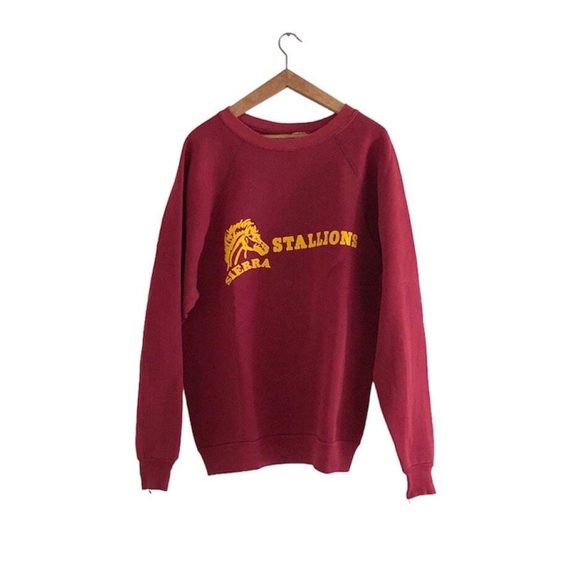 Vintage Sierra Stallions varsity raglan burgundy sweatshirt Made in usa image 1