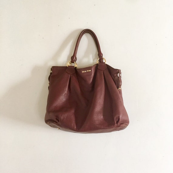 Miu Miu, Bags, Auth Miu Miu Brown Leather Shoulder Bag