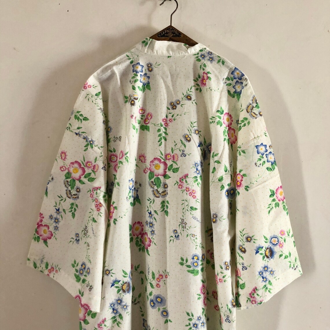 Vintage Kimono Floral Applique Retro Floral Cutout Blouse Deadstock Vintage
