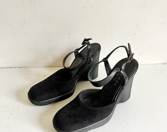 Gucci par Tom Ford vintage années 90 talons compensés noirs chaussures Mary Jane