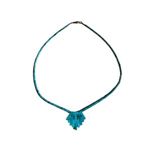 Vintage 80s  turquoise necklace sterling silver native South west america jewelry