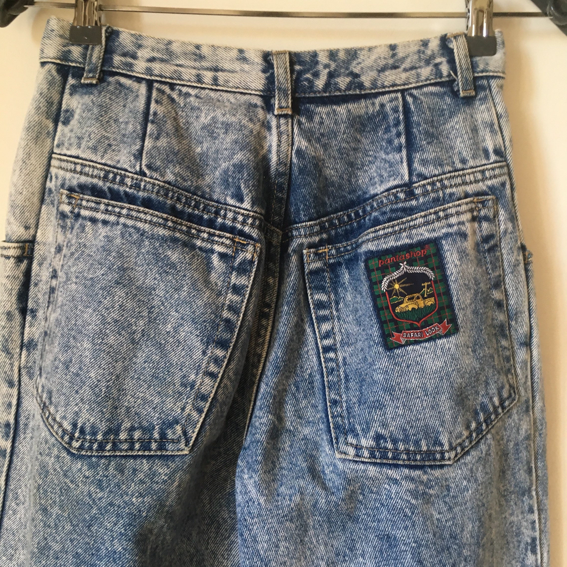 Vintage 80s French Pleated Front Acid Wash Denim Jeans High Waist