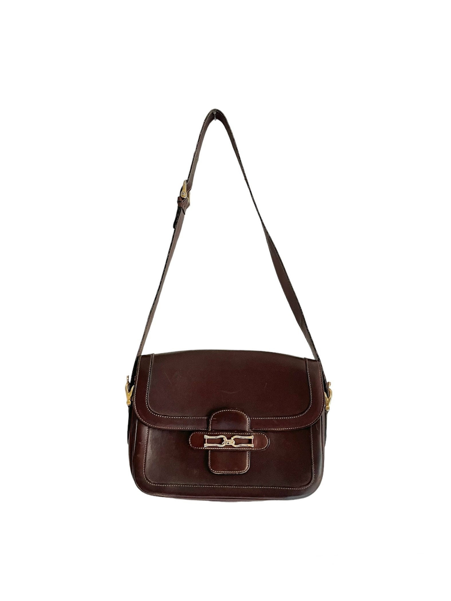 CELINE Macadam Gancini Front zipper Square Shoulderbag Brown