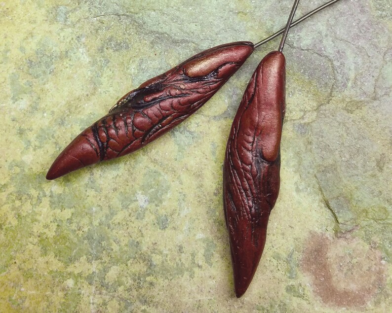 Polymer clay headpin beads podshaped in black copper and Etsy