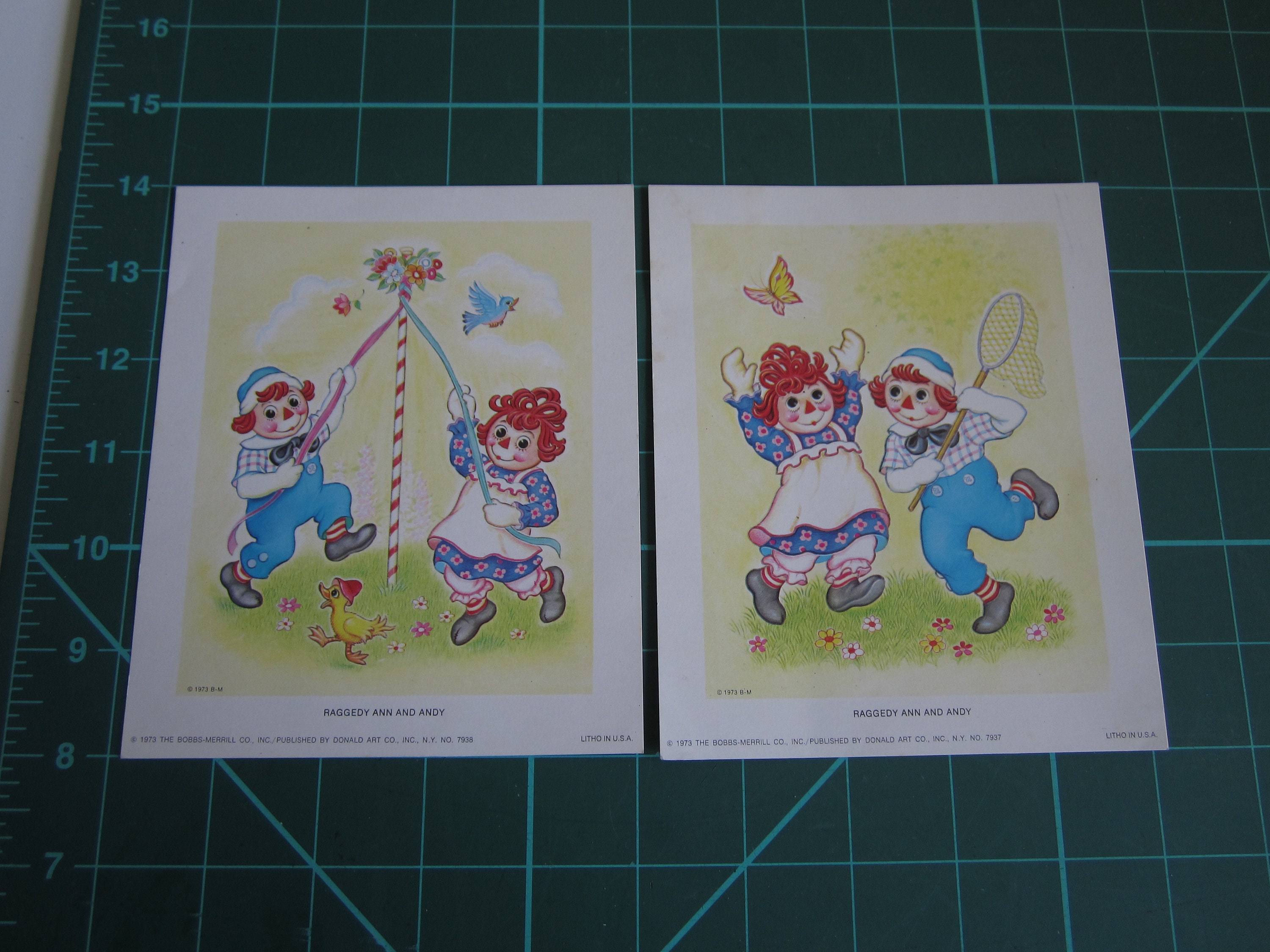Pair of Raggedy Ann and Andy Small Prints, 1973, Perfect for