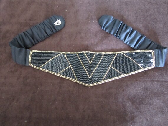 Beaded ladies belt, fashion accessory, black and g