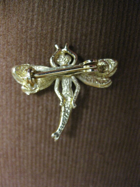 Dragonfly brooch, blue body, pale pink wings, 1 i… - image 5