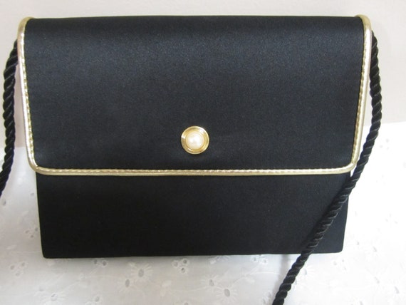 Black fabric purse, cross body, cocktail purse, c… - image 2