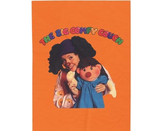 The Big Comfy Couch Retro TV Loonette and Molly Say Hi Velveteen Plush Blanket