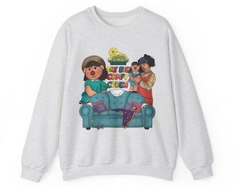 The Big Comfy Couch Retro tv-personages en bank, uniseks Heavy Blend™-sweater met ronde hals