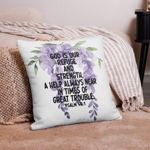 Premium God is Our Refuge in Times of Trouble Bible Verse Pillow Case