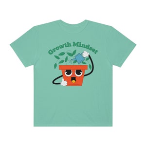Growth Mindset Mental Health Retro Groovy Flower Pot Watering Can Plant Lover Meditation Comfort Colors Unisex Short Sleeve Tee