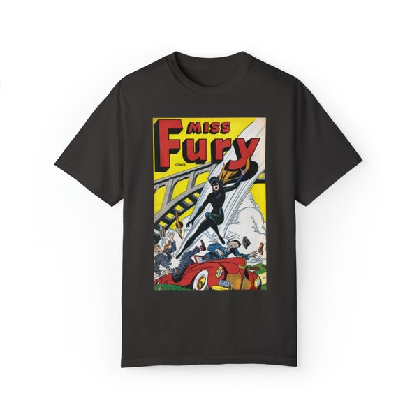 Vintage Miss Fury Golden Age Comics Unisex Comfort Colors Short Sleeve Tee