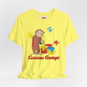 Curious George with Messy Paint Vintage Cartoon with Logo Unisex Bella+Canvas Short Sleeve Tee
