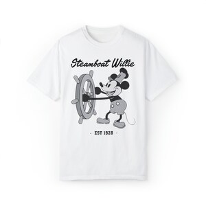 Steamboat Willie Est 1928 Black and White Iconic Boat Scene Unisex Comfort Colors Short Sleeve Tee