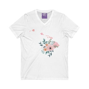 Hawaii State Watercolor Flowers Unisex Short Sleeve V-Neck Tee