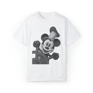 Steamboat Willie Black and White Iconic Boat Scene Unisex Comfort Colors Short Sleeve Tee
