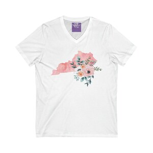 Kentucky State Watercolor Flowers Unisex Short Sleeve V-Neck Tee