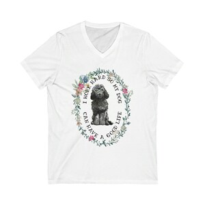 Short Sleeve I Work Hard So My Dog (Cockapoo, Black) Can Have a Good Life V-Neck Unisex Tee