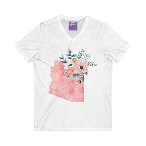 T-shirt unisex con scollo a V a maniche corte e fiori ad acquerello dell&#39;Arizona State