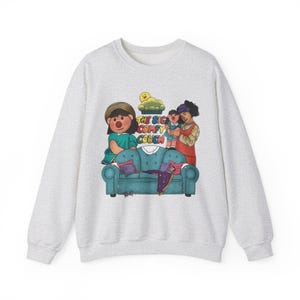 The Big Comfy Couch Retro tv-personages en bank, uniseks Heavy Blend™-sweater met ronde hals