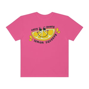 Easy Peasy Lemon Squeezy Retro Groovy Lemon Slice Good Vibes Comfort Colors Unisex Short Sleeve Tee