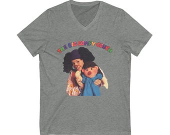 Die große bequeme Couch Retro TV Loonette und Molly sagen Hallo Unisex Kurzarm-T-Shirt mit V-Ausschnitt