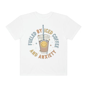Fueled by Iced Coffee and Anxiety Retro Comfort Colors Short Sleeve Tee