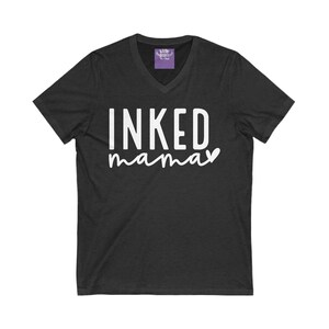 Inked Mama Heart Tattoos Tattooed Mama Unisex Short Sleeve V-Neck Tee