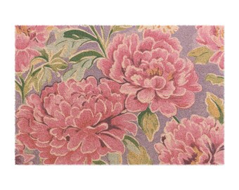 Pink and Purple Peonies Flowers Doormat