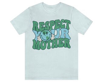 Camiseta unisex de manga corta con el símbolo retro de la paz, globo terráqueo, hippie, salva el planeta Tierra.