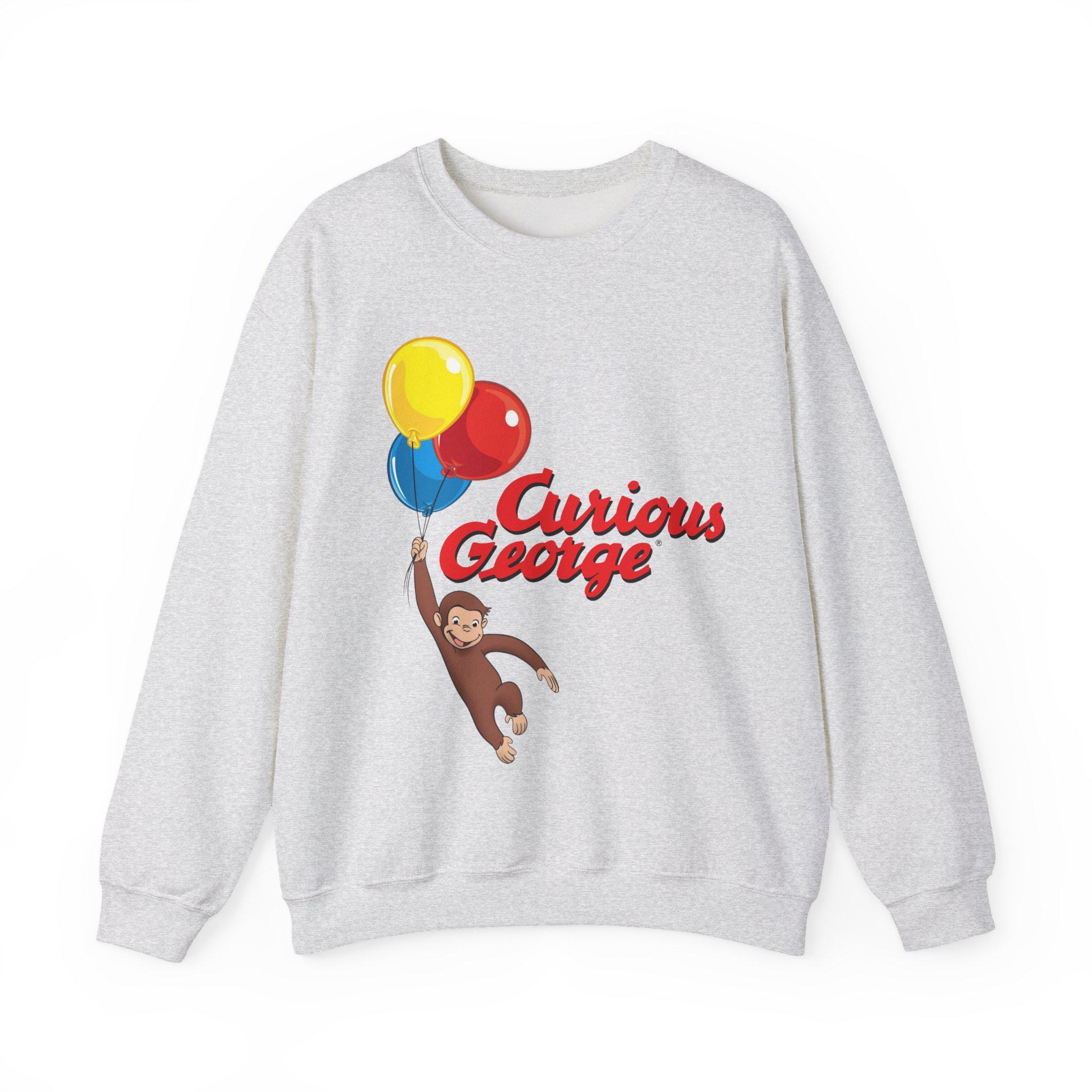 Curious George With Balloons Modern Cartoon With Logo Unisex Heavy 
