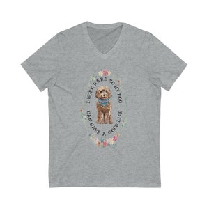 Short Sleeve I Work Hard So My Dog (Cockapoo, Brown) Can Have a Good Life V-Neck Unisex Tee