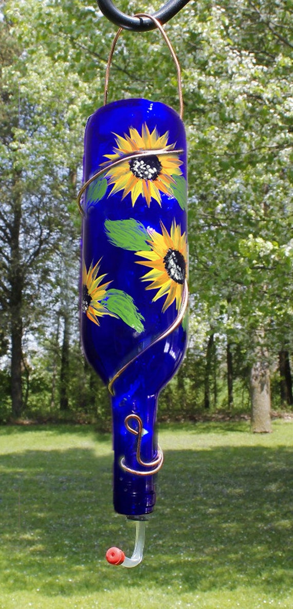 Sunflower Or Daisy Wine Bottle Hummingbird Feeder Etsy