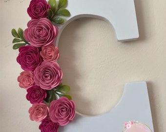 Floral Baby Shower, Baby Room Letters, Paper Flowers, Baby Shower Flower Decoration, Nursery Decor, Flower Letter