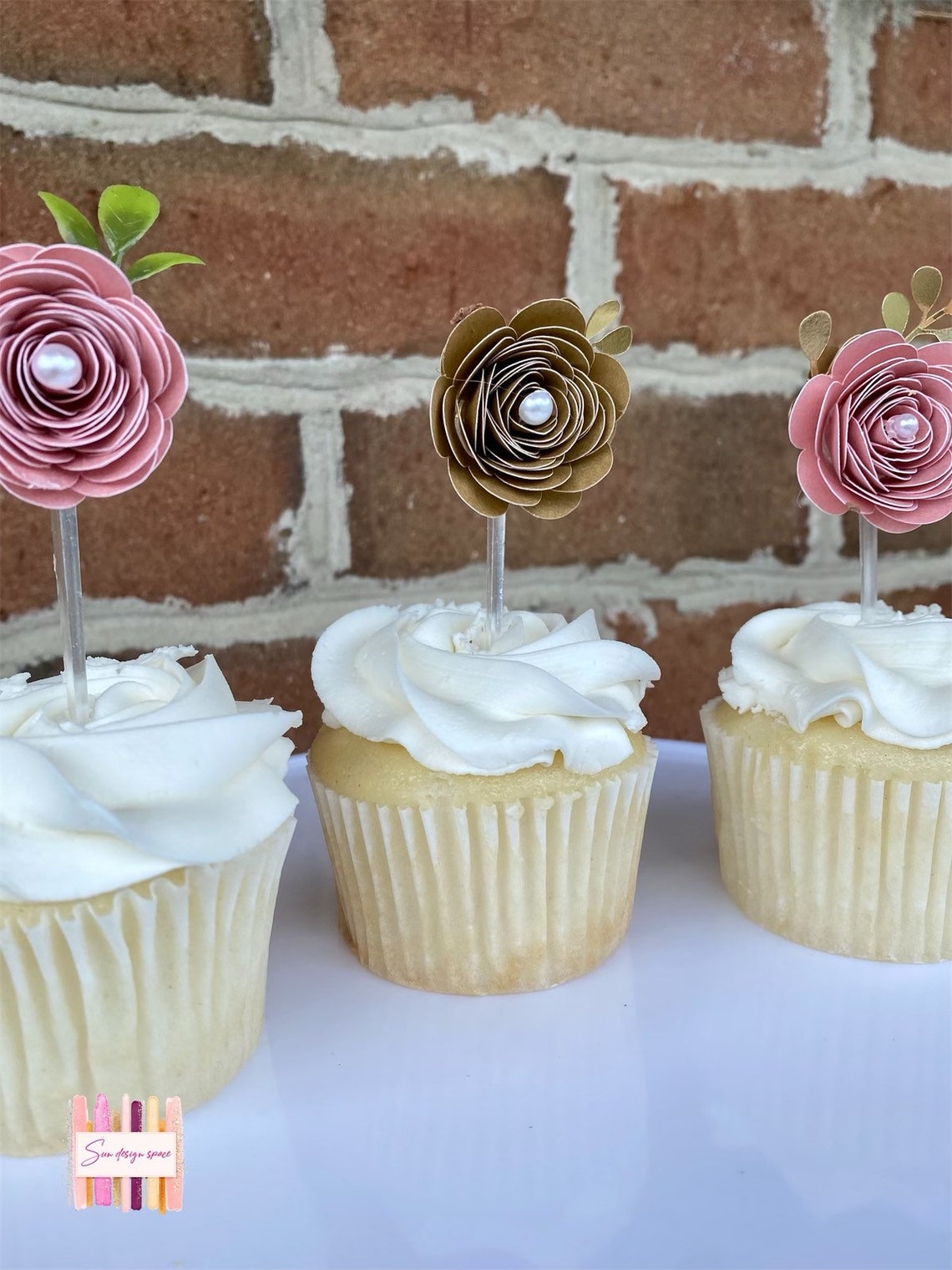 Rose Gold Cupcake Toppers Shimmer Cupcaketoppers Gold Etsy