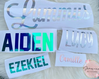 Holographic Name Decal, Personalized Name Decal, Vinyl Decal, Name Sticker, Cup Decal, Yeti Decal, Wine glass decal, Holographic Decal