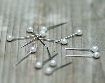 Pearl White Pins, 100 Corsage Pins, Travel Map Pins, Bouquet Jewels, Wedding Bouquet Pins, Small Pins, 22mm Pins, Color Head Pins, Pins