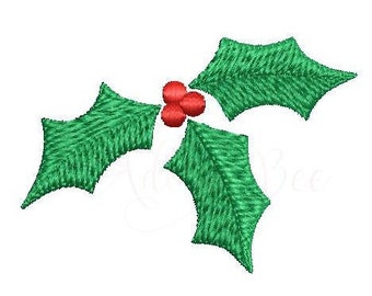 Mini Holly Embroidery Design - 5 Sizes - Christmas Winter Holly Leaves With Berries - dst exp hus jef pes vip vp3 xxx - Instant Download