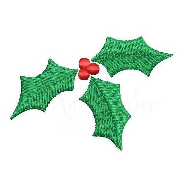 Mini Holly Embroidery Design - 5 Sizes - Christmas Winter Holly Leaves With Berries - dst exp hus jef pes vip vp3 xxx - Instant Download
