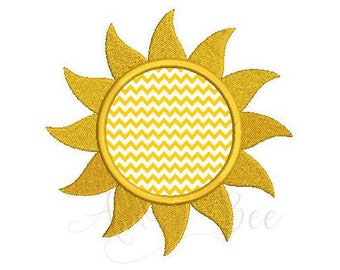 Sun Applique Embroidery Design - 7 Sizes - Sun Sunflower Shape - dst exp hus jef pes vip vp3 xxx - Instant Download
